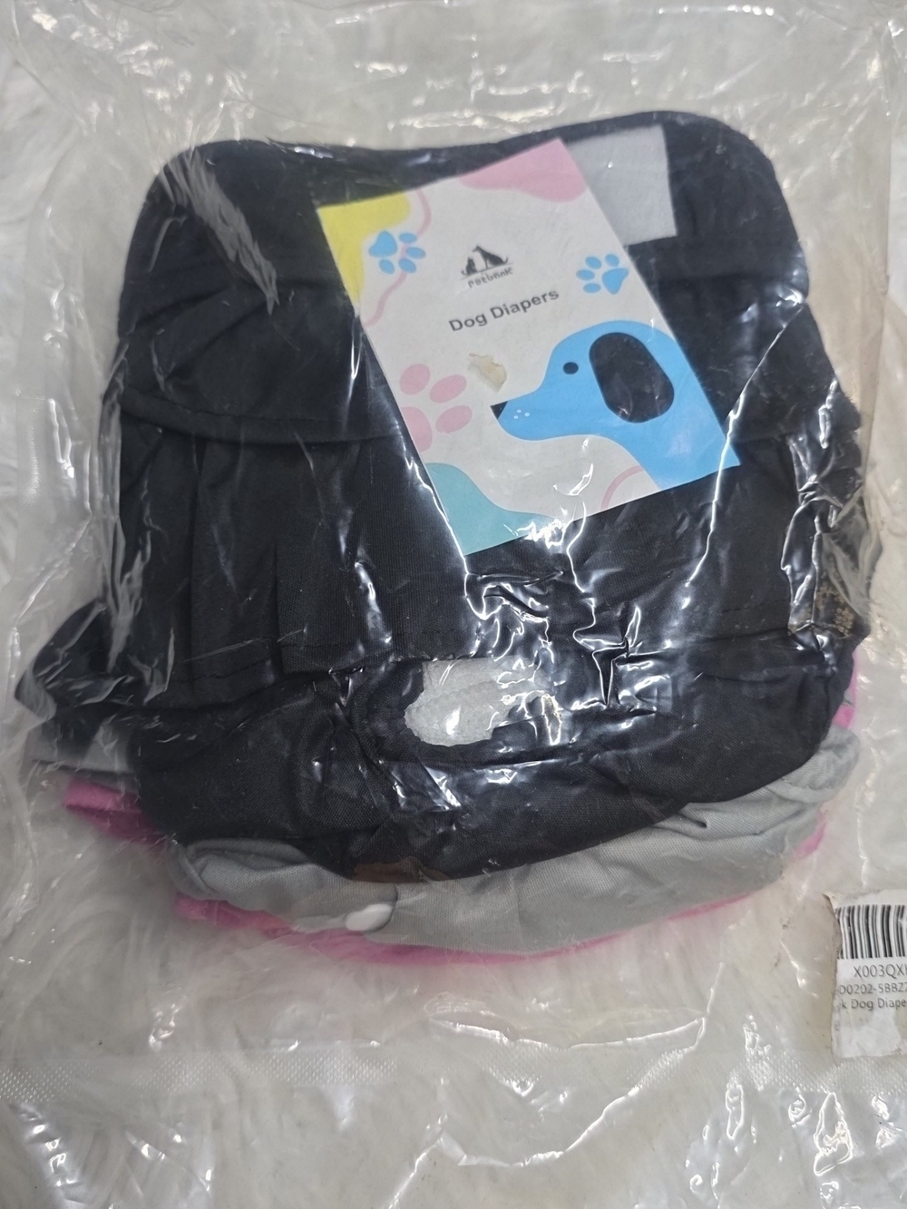 Dog Diapers Pack - Black, Gray, Pink - Comfortable Reusable Pet Diaper
